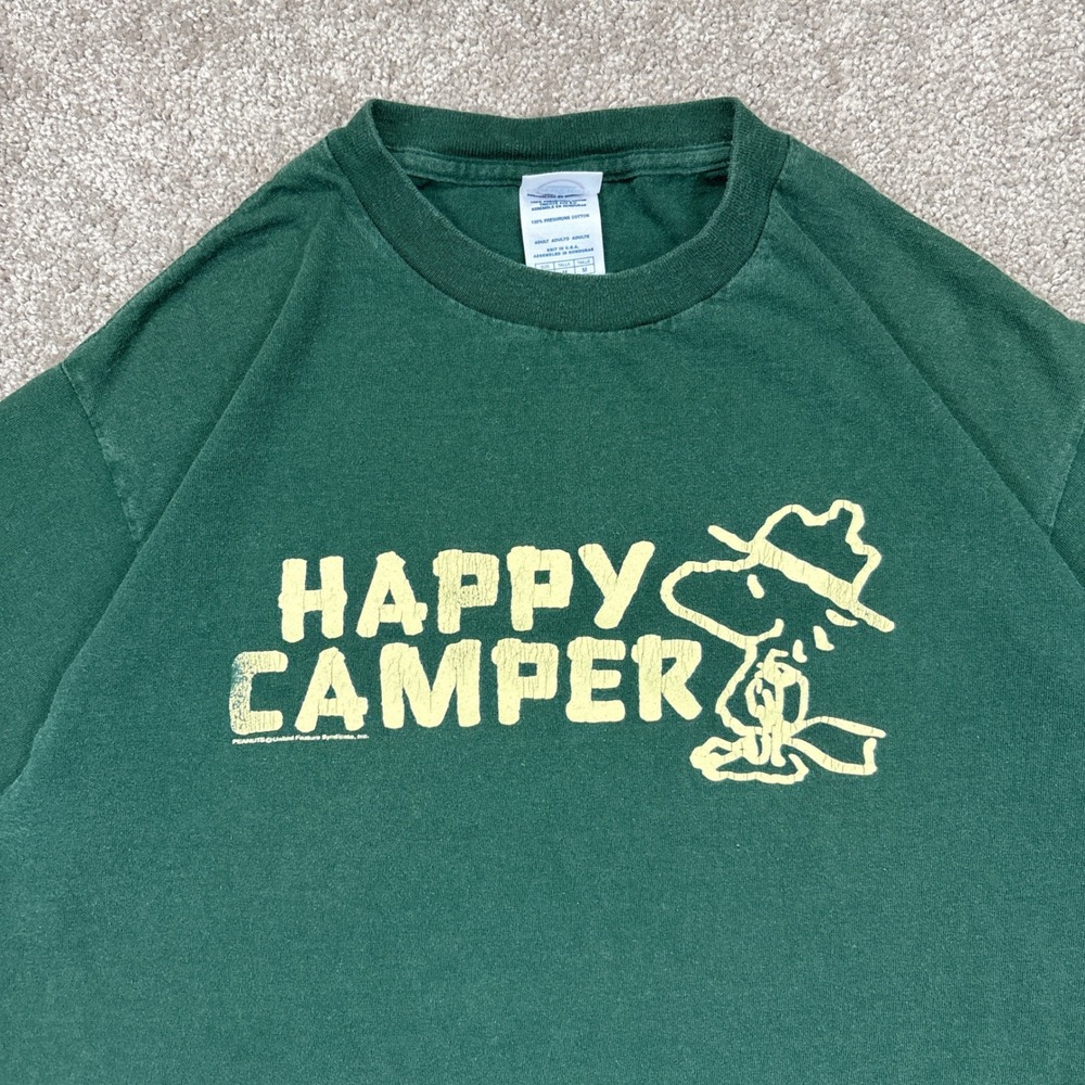 Vintage Y2K Peanuts Snoopy Happy Camper T Shirt Medium - Picture 2 of 5